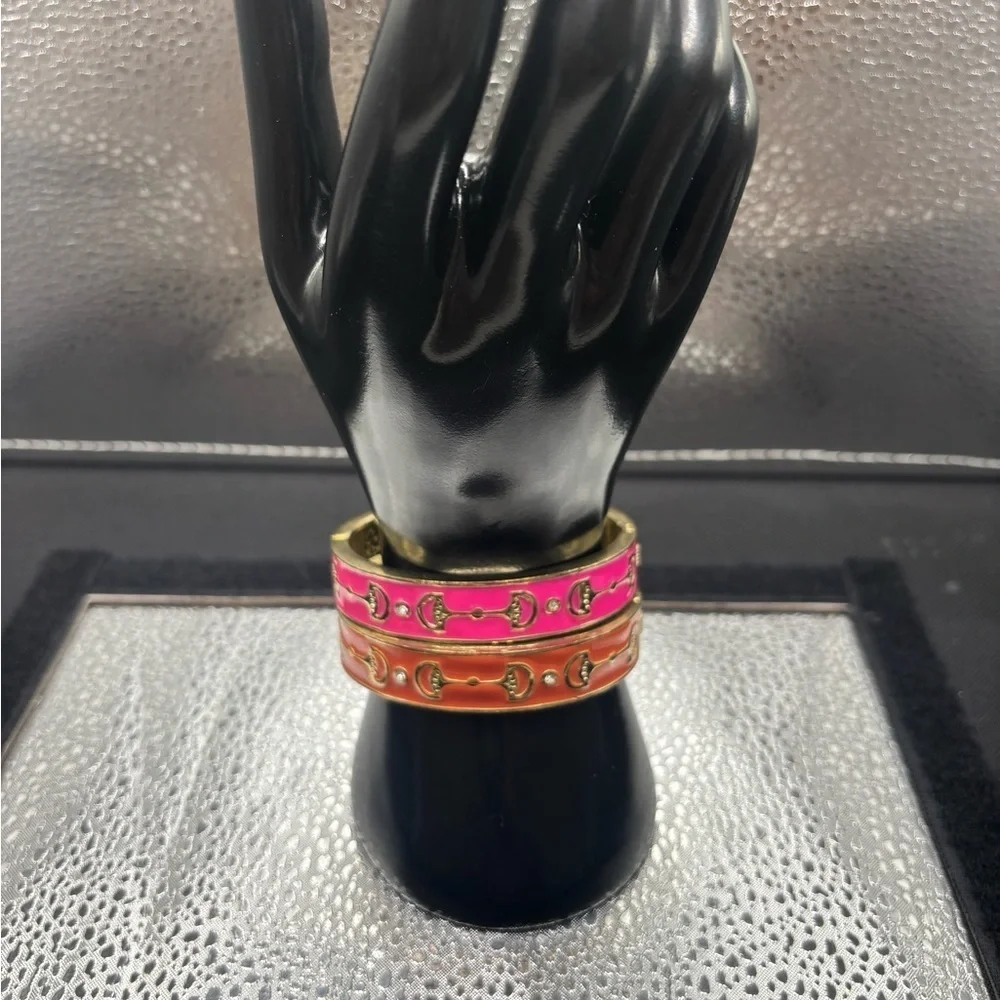 Gold and Orange Enamel Bangle